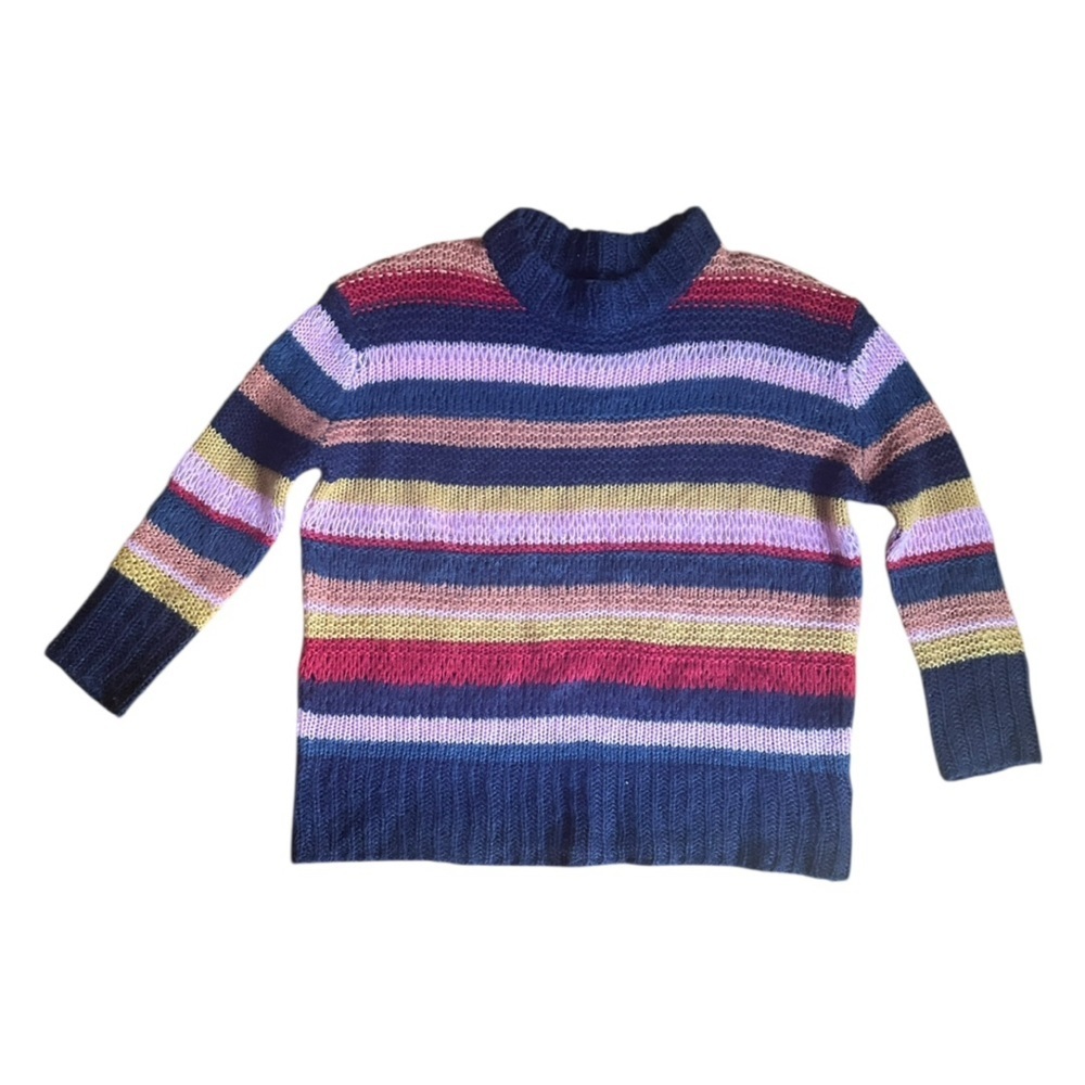 Good Luck Gem Multicolor Striped Knit Sweater | Cozy Statement Pullover | Size S